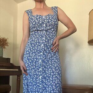 The Single-breasted Floral Midi Dress| M | RIHOAS